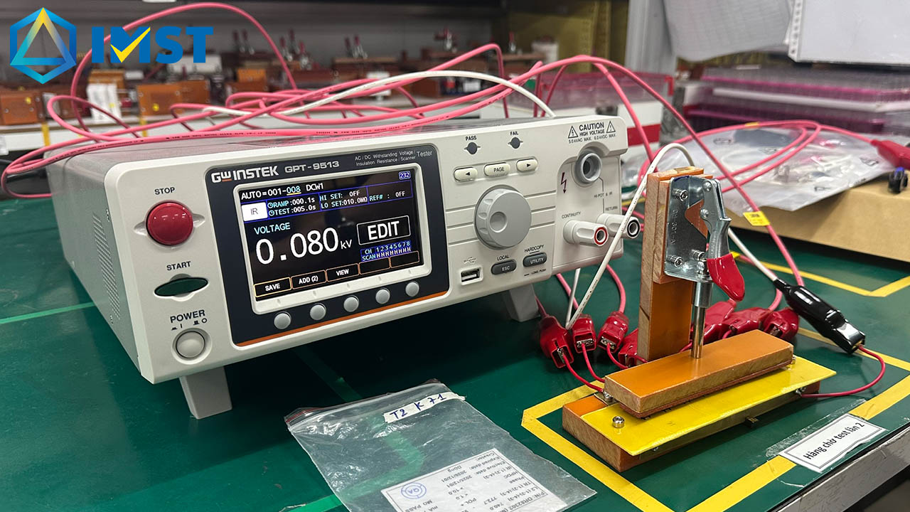 Dùng GPT-9513 (đa kênh) test điện áp đánh thủng AC/DC và điện trở cách điện IR