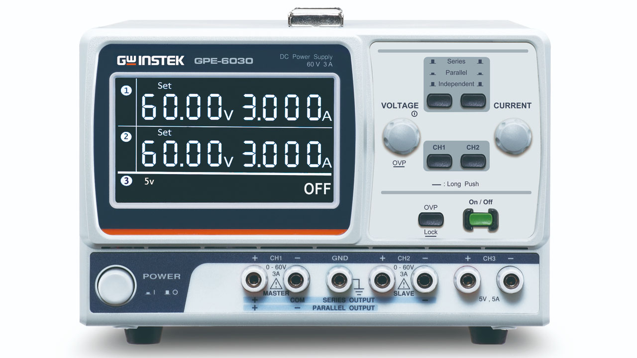 Bộ nguồn DC tuyến tính GW Instek GPE-6030 (3 kênh, 385W)